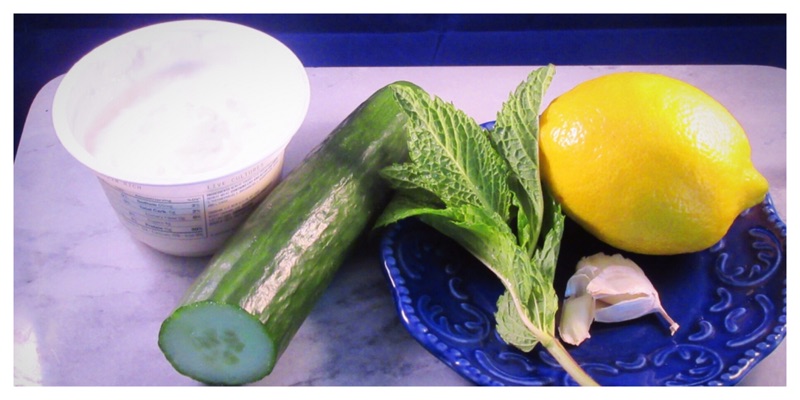 Greek chicken with tzatziki ingredients