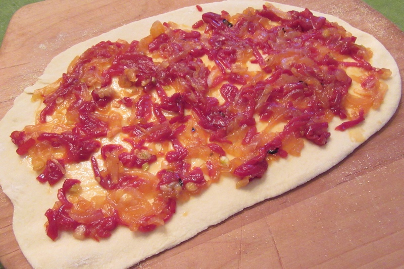 Spanish pizza candied red peppers