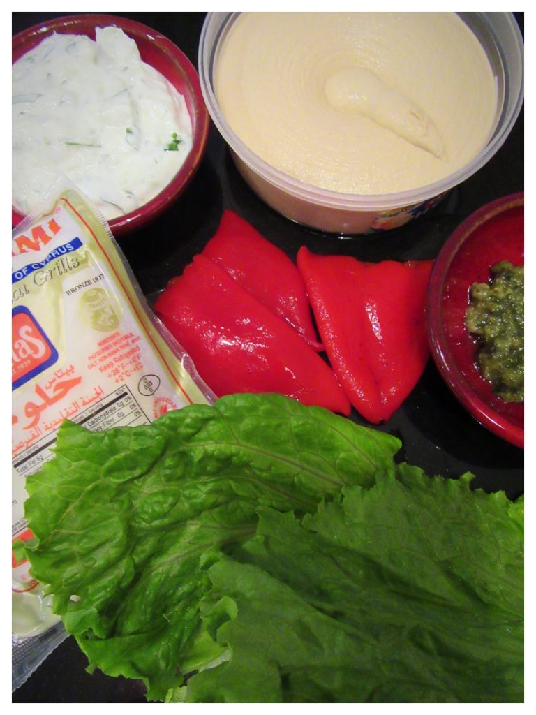 roasted red pepper & halloumi wrap ingredients