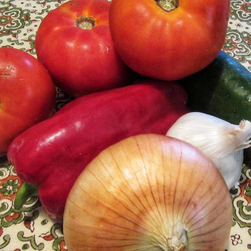 Fresh ingredients for gazpacho Spanish soup