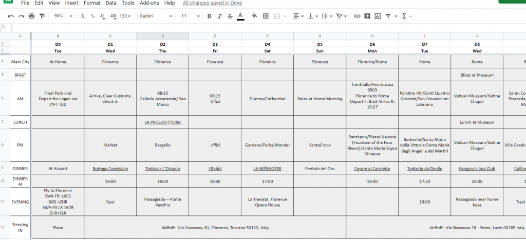 planning to travel itinerary 