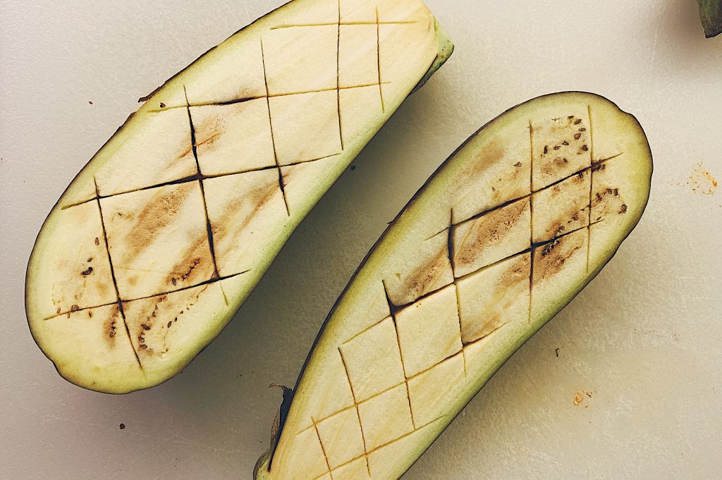 Roast Eggplant Cut