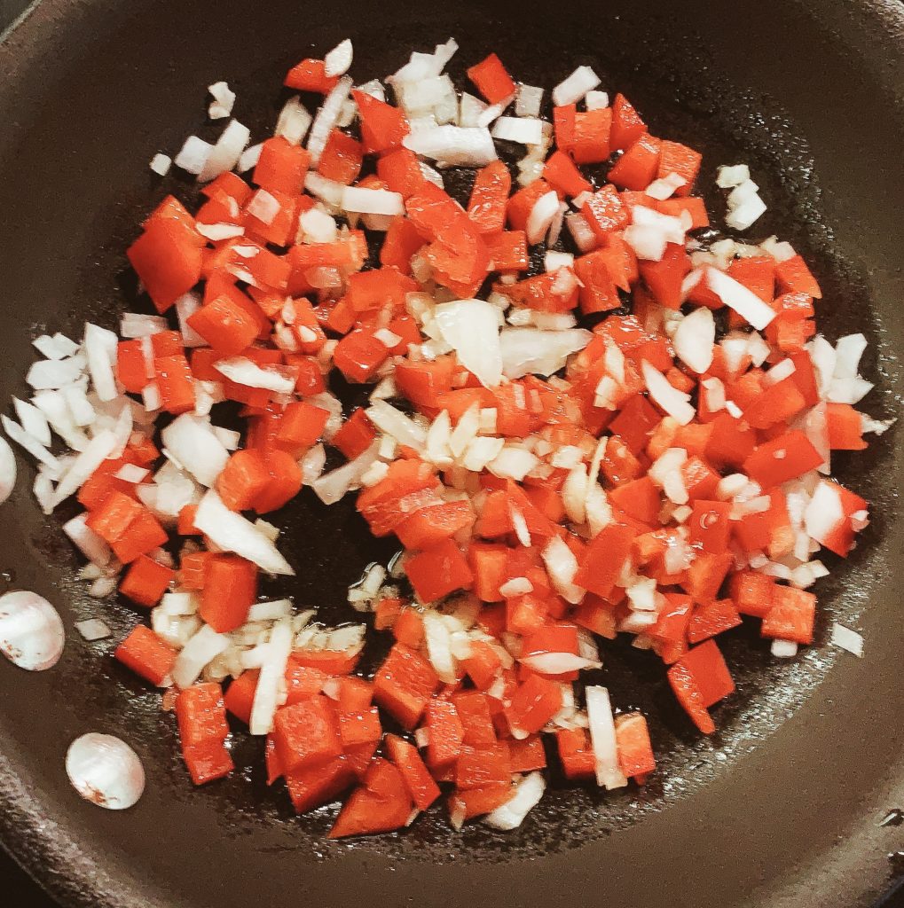 Sauteing Onions and Peppers for Shakshouka