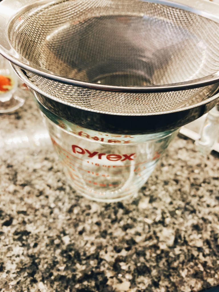 Setup for Straining Panna Cotta