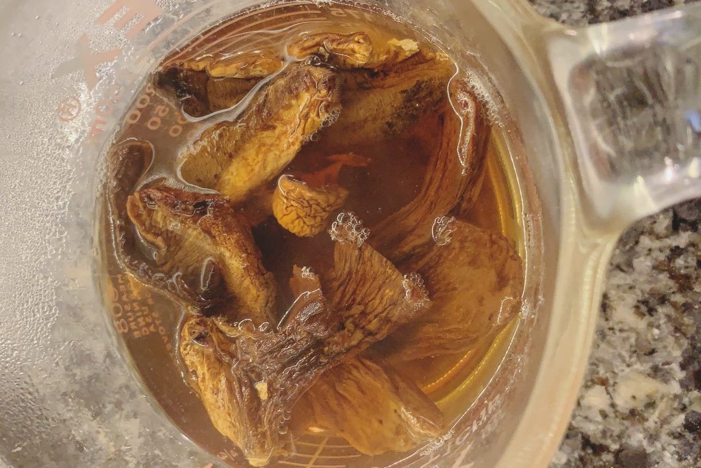 Dried Mushrooms Steeping