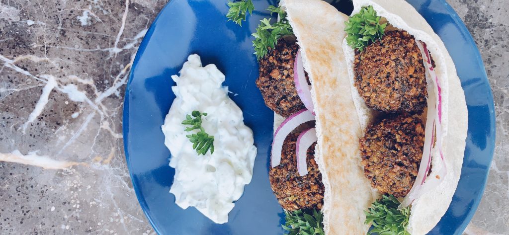 Flalafel in Pita with Tzatziki