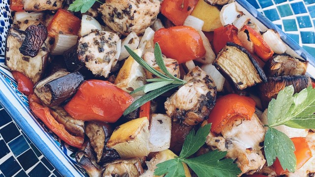 slow roasted vegetables and Chicken