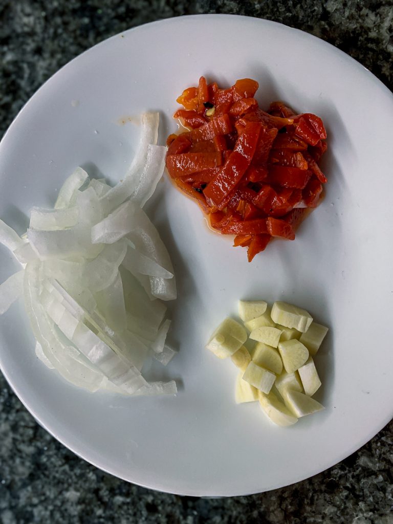 Onion Garlic and Piquillo Peppers