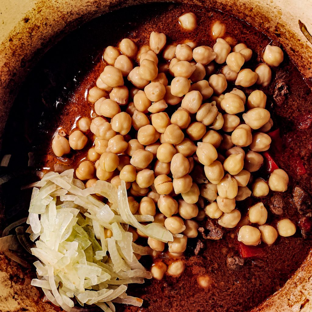 Chickpea with Lamb Stew Adding