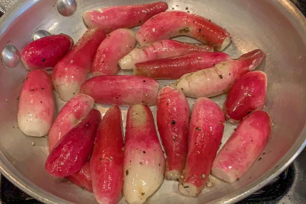 French Breakfast Radish Cut Side Down