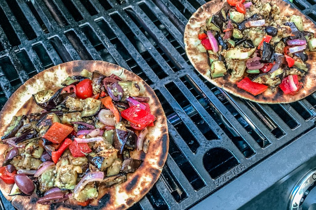 Grilled Eggplant Pita on Grill