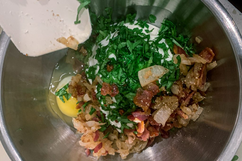 Bacon onion and spinach