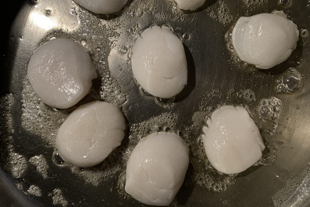 Scallops with Lemon Caper Sauce Cooking