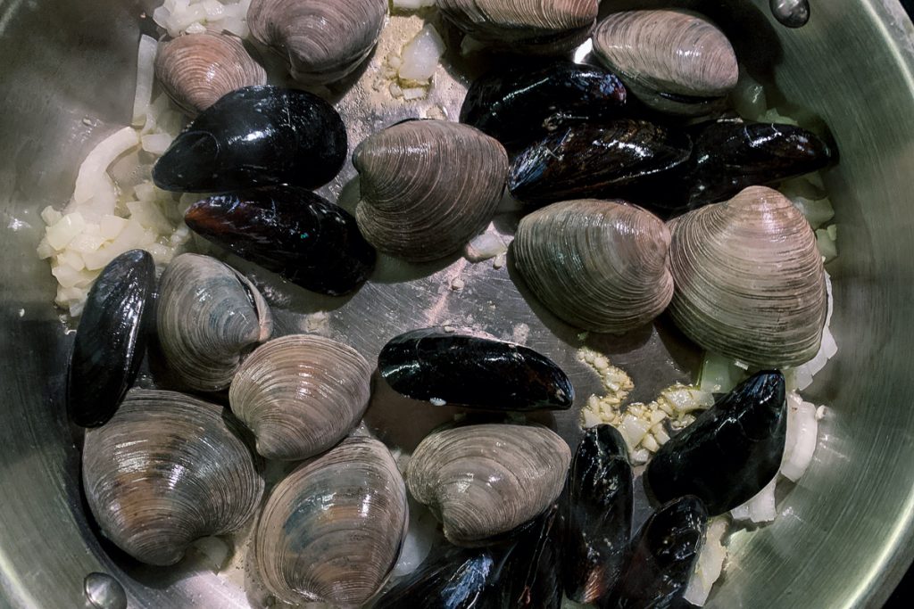 Mussels and Clams Cooking