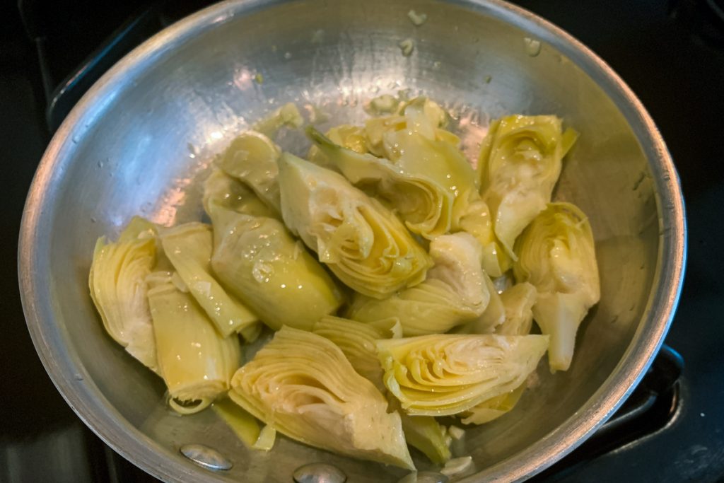 Pan Roasted Artichoke Cooking