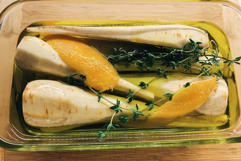 Parsnips In Oil Before