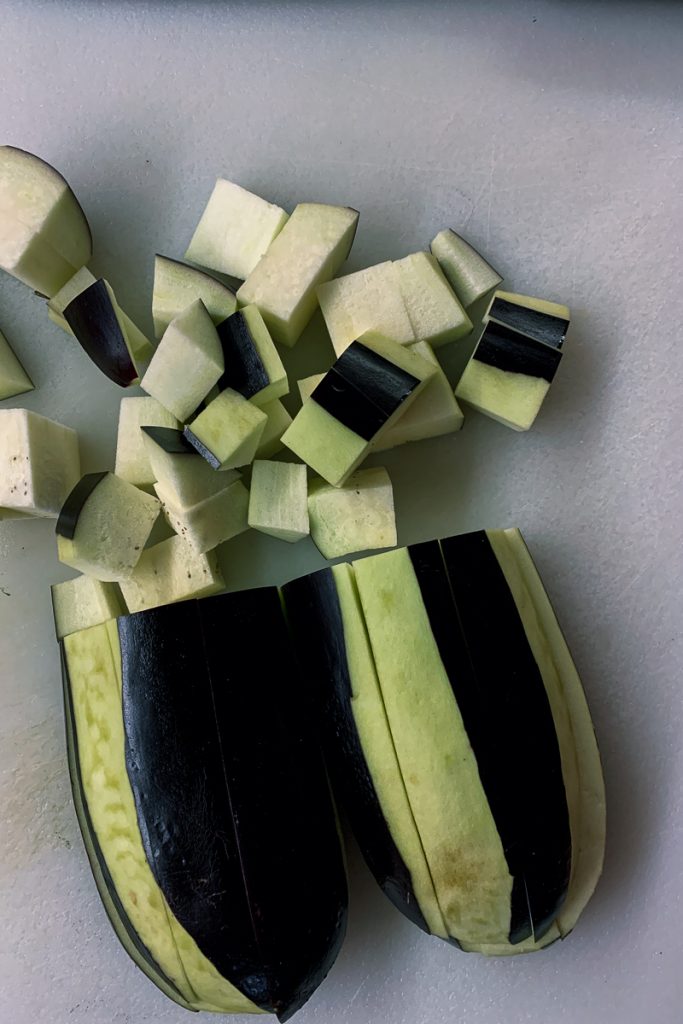 Eggplant Peeled and Cubed